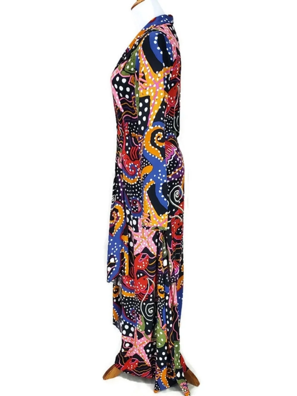 Farm Rio Under the Sea Plunge Neck Maxi Dress Beach Vacation Cruise Wedding Sz S - Picture 6 of 16